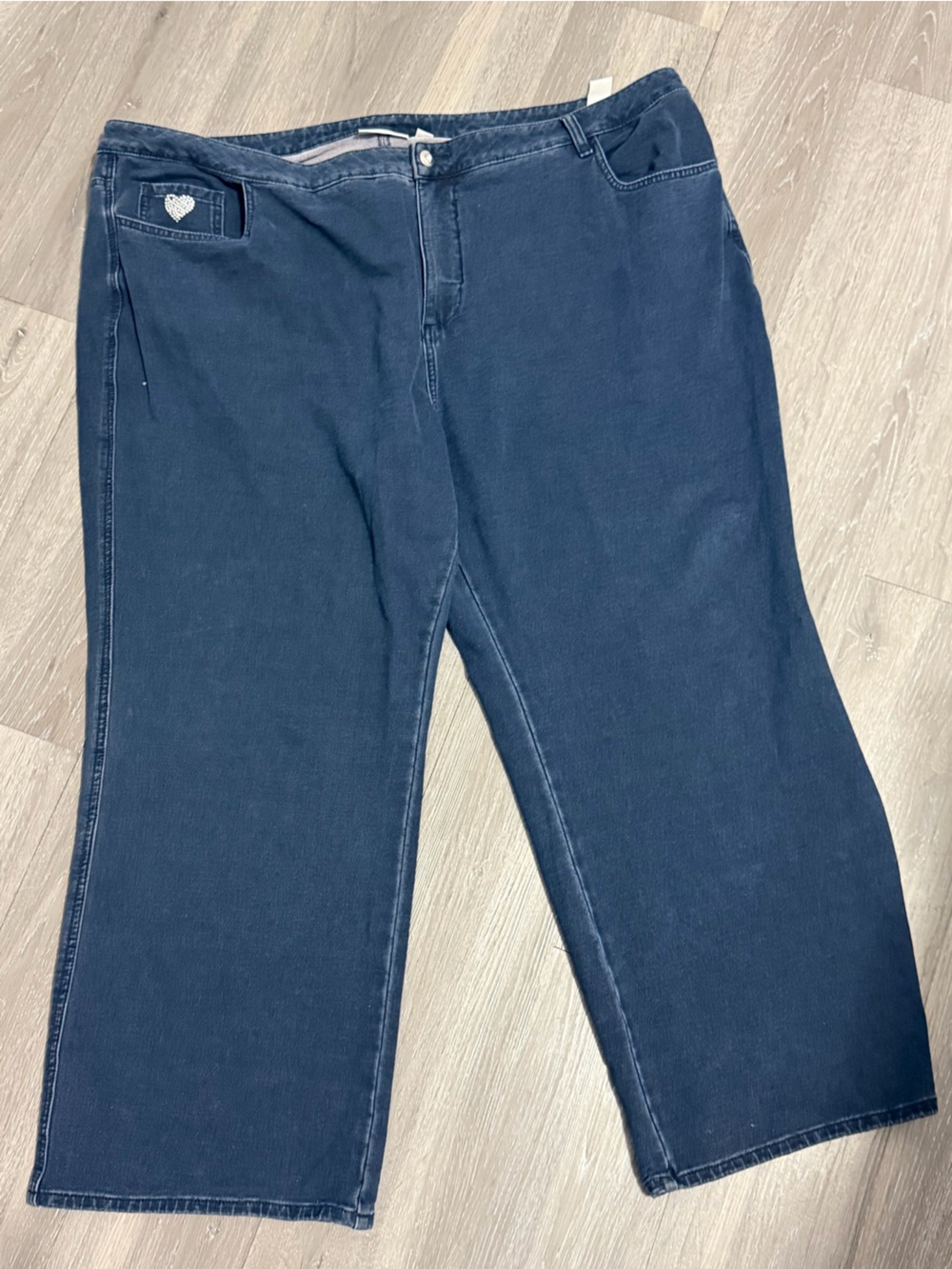 Quacker Factory Navy Wide-Leg Stretch Flare Jeans size 26W